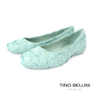 【TINO BELLINI 貝里尼】巴西進口編織娃娃鞋FWBT033A-5(湖水綠)