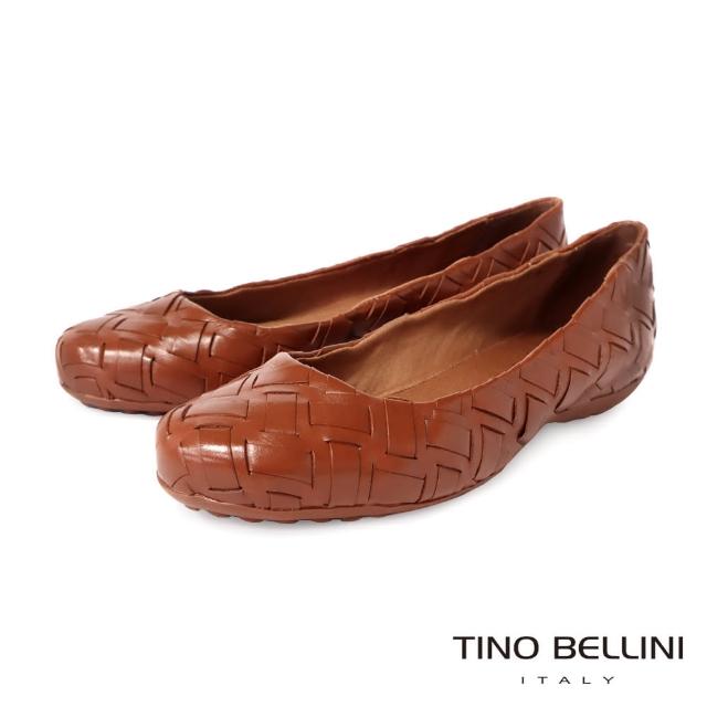 【TINO BELLINI 貝里尼】巴西進口編織娃娃鞋FWBT033A-9(焦糖)