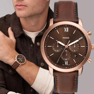 【FOSSIL】Neutra 復古紳士計時手錶-44mm 畢業禮物(FS6026)