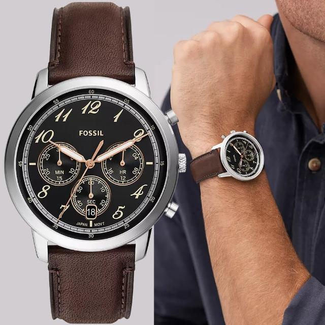 【FOSSIL】Neutra 復古紳士計時手錶-44mm 畢業禮物(FS6024)
