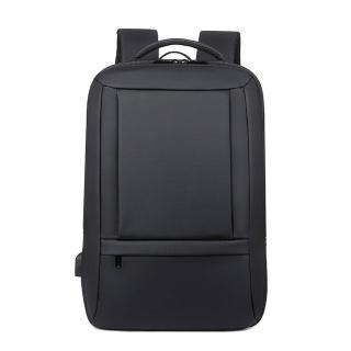 【CAMO】簡約大容量工程師USB電腦後背包(黑色)