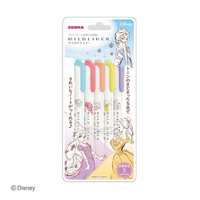 【ZEBRA 斑馬牌】迪士尼 限定款  MILDLINER 雙頭柔性螢光筆 5色套組 A/B款 組(WKT7-DS3-5C)