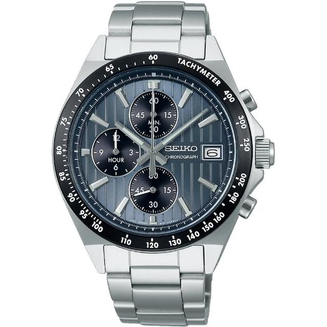 【SEIKO 精工】CS系列 條紋面錶盤賽車計時腕錶-41mm   母親節(8T67-00Y0B/SBTR041J)