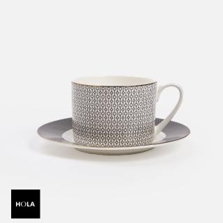 【HOLA】克洛伊骨瓷杯盤組200mL 黑白