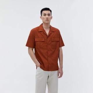 【Carnival 嘉裕】古巴領雙口袋休閒短袖襯衫-磚橘色(清爽透氣/男裝)
