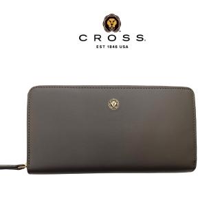 【CROSS】頂級小牛皮維納斯系列長皮夾(大象灰 贈禮盒提袋)