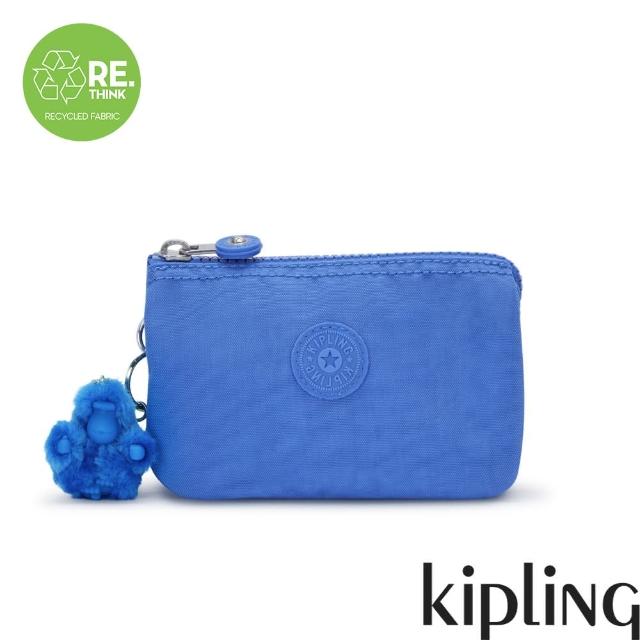 【KIPLING官方旗艦館】深邃亮藍色三夾層配件包-CREATIVITY S