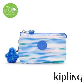 【KIPLING官方旗艦館】藍粉海洋波紋印花三夾層配件包-CREATIVITY S