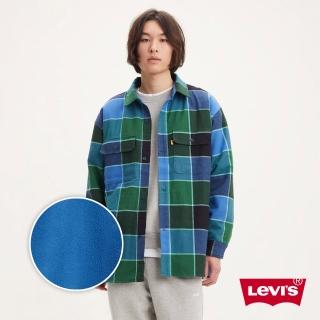 【LEVIS】Gold Tab金標系列 男款 Oversize法蘭絨格紋襯衫外套 / 內裏全刷毛 成熟感藍綠格紋 熱賣單品