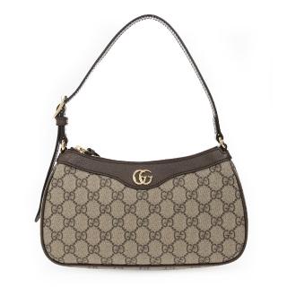 【gucci 古馳】735145 新款ophidia經典gg supreme帆布輕巧手提/肩背腋下包(棕色)