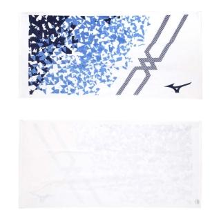 【MIZUNO 美津濃】日製運動浴巾-純棉 海邊 游泳 戲水 慢跑 美津濃 白丈青藍(32JY210001)