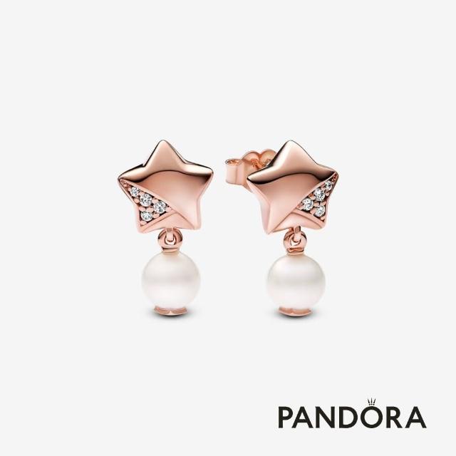 【Pandora 官方直營】摺紙幸運星珍珠耳環