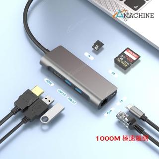 【Amachine】AMT-H03 TYPE C極速PD 7合1 多功能HUB(HDMI/PD快充/USB3.0/GigaLAN/TF/SD)