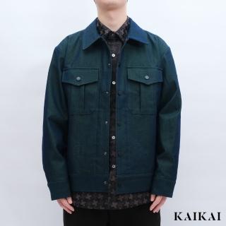 【KAI KAI】映影綠牛仔夾克外套(男款/女款 閃藍綠色牛仔夾克 設計師丹寧牛仔外套)