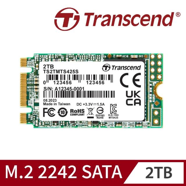 【Transcend 創見】MTS425S 2TB M.2 2242 SATA Ⅲ SSD固態硬碟