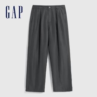 【GAP】男裝 商務刷毛直筒長褲-深灰色(840886)