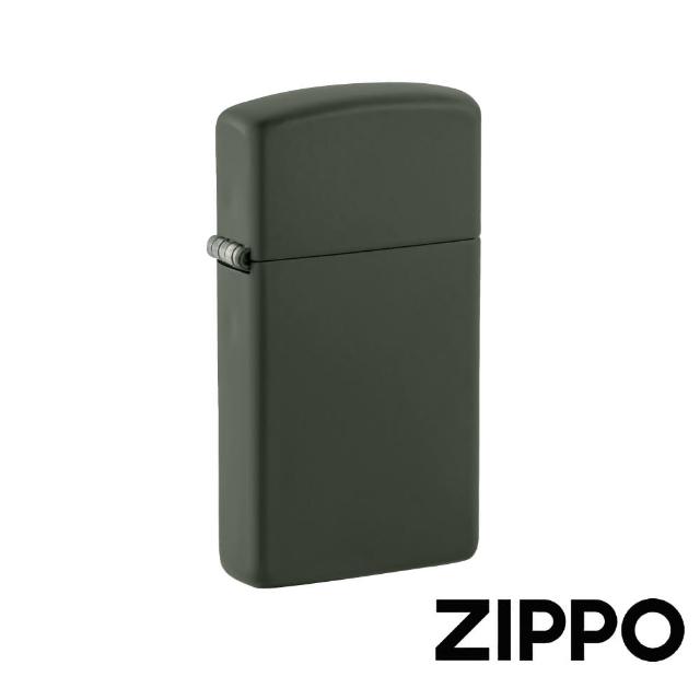 【Zippo】窄版軍綠色啞漆-素面-防風打火機(美國防風打火機)