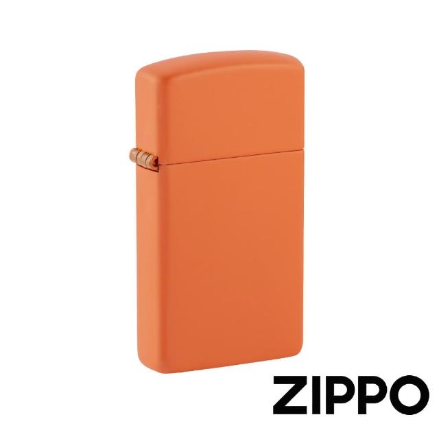 【Zippo】窄版橙色啞漆-素面-防風打火機(美國防風打火機)