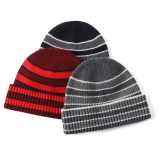 【米蘭精品】羊毛毛帽針織帽(撞色條紋時尚旅遊男女配件3色74hl16)
