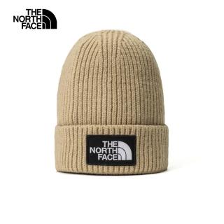 【The North Face 官方旗艦】北面兒童卡其色LOGO布標保暖針織毛帽｜7WGCLK5