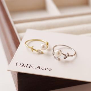 【UME.Acce】天然淡水珍珠純銀戒指(S925純銀 鑽 天然珍珠 淡水珍珠 純銀戒指 珍珠戒指)
