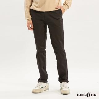【Hang Ten】男裝-SLIM FIT磨毛感合身長褲(黑)