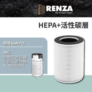 【RENZA】適用SAMPO 聲寶 AL-B2006NL 智慧感應負離子空氣清淨機(2合1HEPA+活性碳濾網 濾芯)