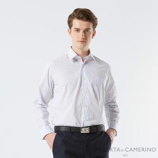 【ROBERTA 諾貝達】男裝 商務必備長袖襯衫-藍色素雅條紋款(標準版)
