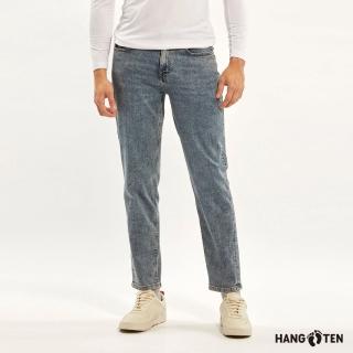 【Hang Ten】男裝-TAPERED FIT水洗錐形丹寧牛仔長褲(淺藍)