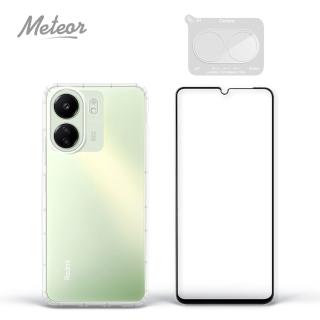 【Meteor】MI 紅米 13C 手機保護超值3件組(透明空壓殼+鋼化膜+鏡頭貼)