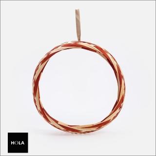 【HOLA】本質創作室竹編花圈40cm 橘紅