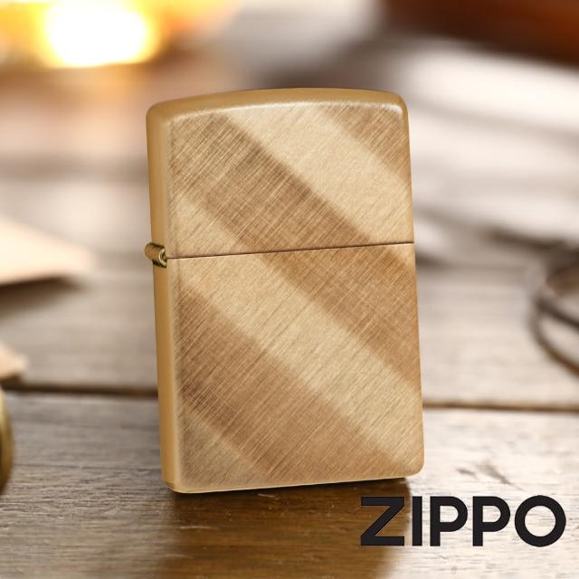 【Zippo】經典黃銅對角拉絲紋防風打火機(美國防風打火機)