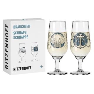 【RITZENHOFF】傳承時光系列/烈酒對杯組-錨與貝殼(德國製造/無鉛水晶玻璃)
