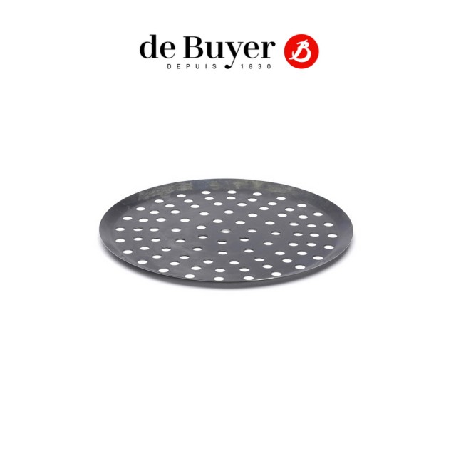 【de Buyer 畢耶】『輕礦藍鐵烘焙系列』圓形披薩氣孔烤盤28cm
