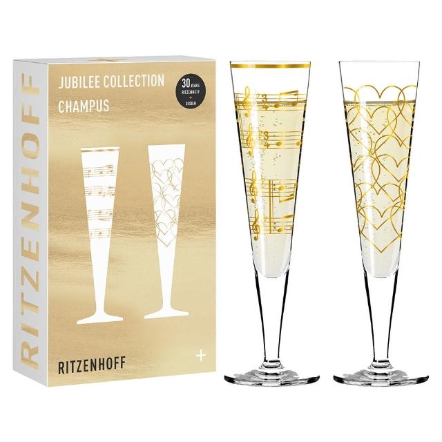 【RITZENHOFF】30周年限量香檳紀念對杯組-1組2入(德國製造/無鉛水晶玻璃)