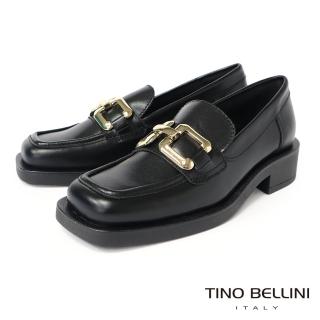 【TINO BELLINI 貝里尼】義大利進口方頭雙環樂福鞋FYLV034-1(黑色)