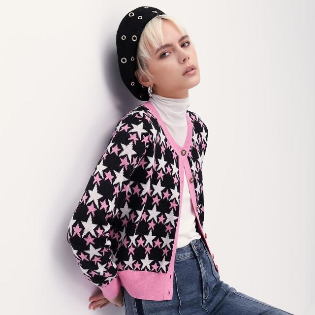 【MOMA】酷甜星星針織外套(粉色)