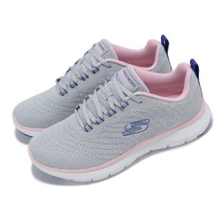 【SKECHERS】慢跑鞋 Flex Appeal 5.0 女鞋 灰 粉 綁帶 緩衝 透氣 健走 運動鞋(150201-GYMT)