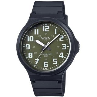 【CASIO】簡約指針設計時尚錶-墨綠x白數字(MW-240-3B)