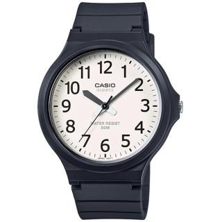 【CASIO】簡約指針設計時尚錶-白面x黑數字(MW-240-7B)