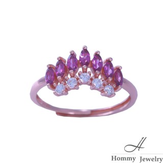 【Hommy Jewelry】紅石榴紫牙屋 戒指(Noble 紅石榴紫牙屋 鏤空設計 戒指)