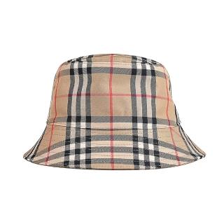 【BURBERRY 巴寶莉】格紋棉質科技布料漁夫帽(經典米)
