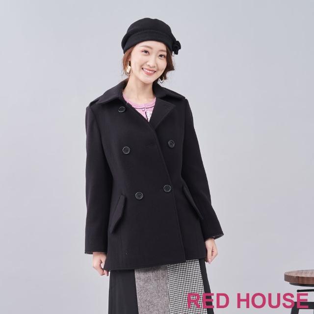 【RED HOUSE 蕾赫斯】素面羊毛混紡大衣(黑色)