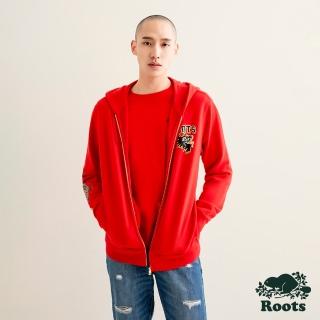 【Roots】Roots 男裝-舞龍新春系列 毛圈布連帽外套(紅色)