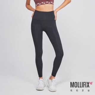 【Mollifix 瑪莉菲絲】高腰彈力無痕瑜珈褲、瑜珈服、Legging(黑)