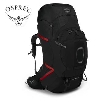 【Osprey】Aether Plus 100 重裝登山背包 男款 黑色(健行背包 徙步旅行 登山後背包)