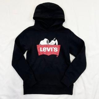 【LEVIS】史努比 帽T 青年版 60kg以下 黑色 長袖 連帽 縮口 男女皆可 平輸品(帽T)