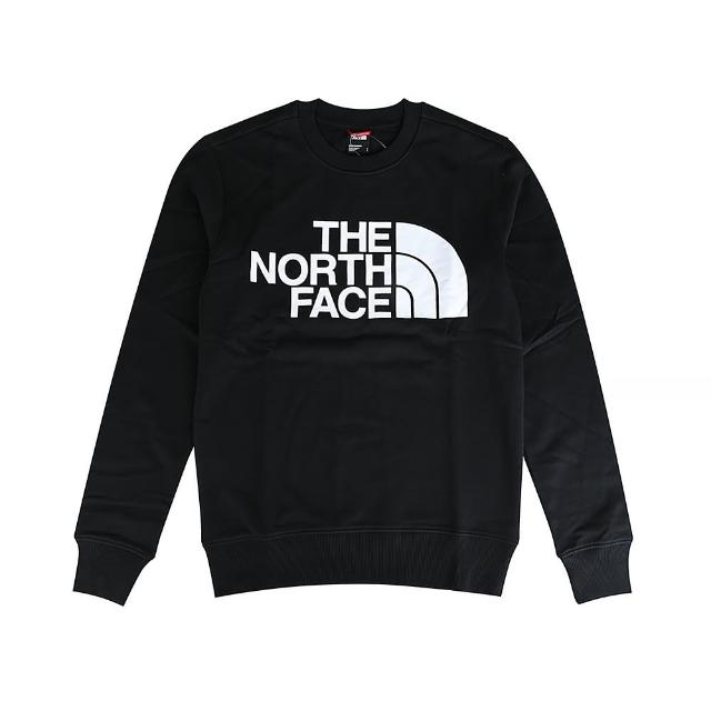 【The North Face】燙印大LOGO長袖T恤(黑x白/男款)