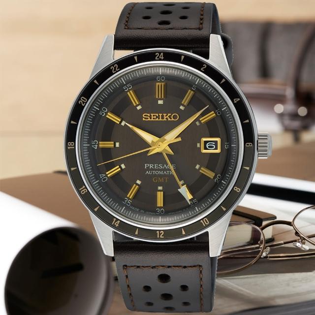 【SEIKO 精工】PRESAGE系列 GMT雙時區 復古風 機械腕錶 禮物推薦 畢業禮物(SSK013J1/4R34-00B0J)