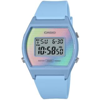 【CASIO 卡西歐】卡西歐酒桶型多彩膠帶電子錶-藍色(LW-205H-2A 台灣公司貨)